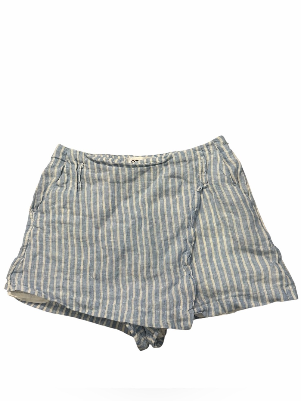 Seek The Label Linen Striped Blue & White Women’s Casual Shorts